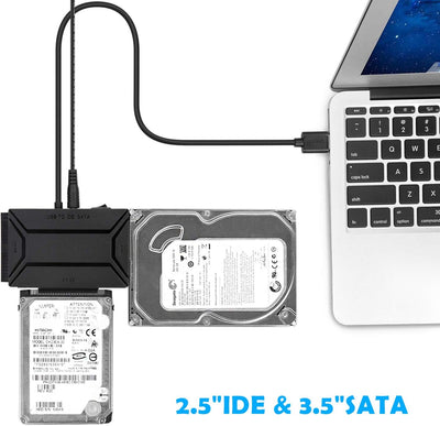 AGPTEK USB 3.0 zu IDE/SATA Konverter, Festplattenadapter mit Power-Schalter für 2.5"/3.5" SATA/IDE/S