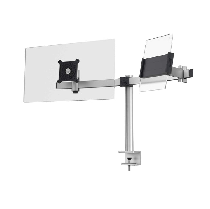 Durable Tischhalter für 1 Monitor 21-27" und 1 Tablet 7-13", mit Tischklemme, 360° drehbar, neigbar,