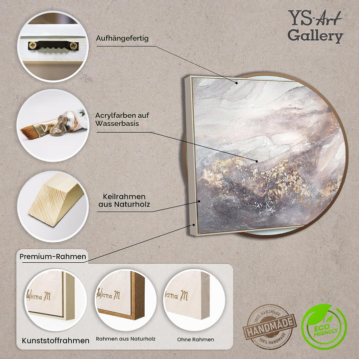 YS-Art Abstrakt Acryl Gemälde auf Leinwand Relax handgemalt Wandbilder Wohnzimmer modern Wohndekor B