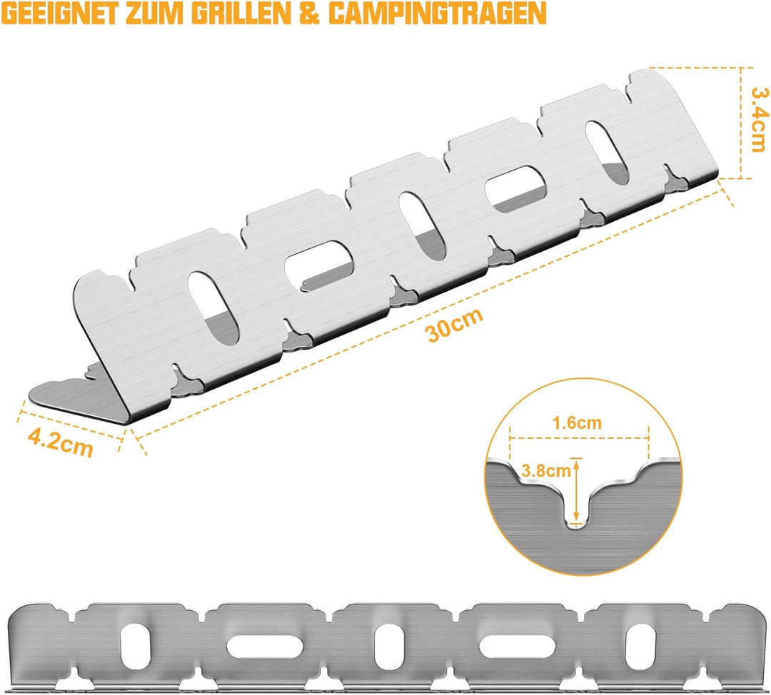 BBQ Halterung Edelstahl, Spiessgestell für 6 Spiesse,Halter für den Grill, Grillgestell Edelstahl fü