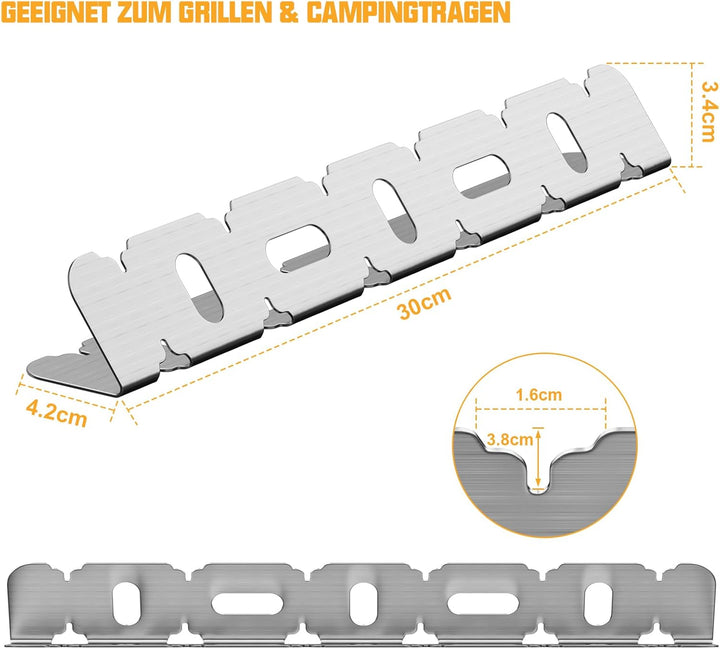 BBQ Halterung Edelstahl, Spiessgestell für 6 Spiesse,Halter für den Grill, Grillgestell Edelstahl fü