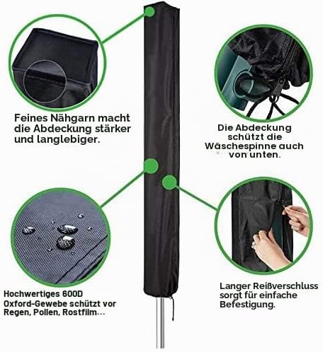 PATIO PLUS Schutzhülle für Wäschespinne, Wasserdicht Schutzhülle für Ampelschirme mit hochdichter Ox