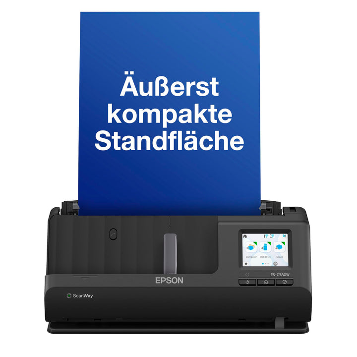Epson Netzwerk Scanner ES-C380W, kompakter A4 Business Scanner mit geringem Stromverbrauch, Duplex-E