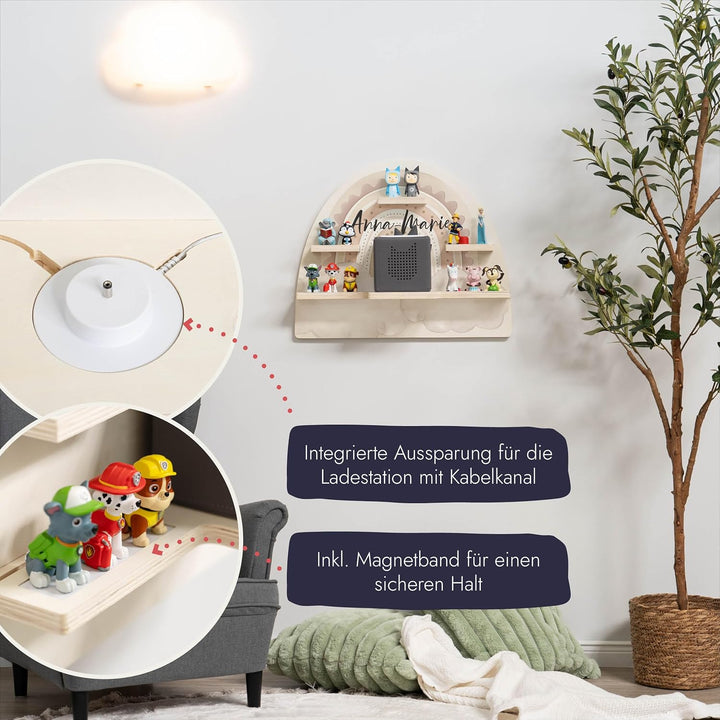 Geschenkfreude Personalisiertes Tonie Regal Mädchen Kinderzimmer - Kinder Wandregal für Tonie Hörfig
