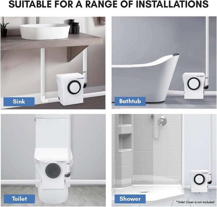 Aquamatix Cubo 400W Hebeanlage 145L/min Abwasserpumpe mit Kohlefilter 3 Eingänge für Toiletten, Wasc