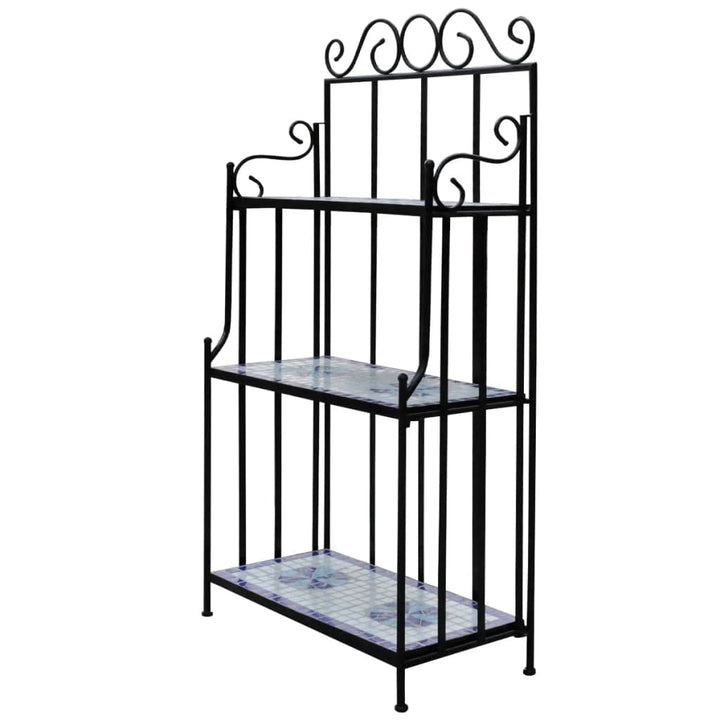 vidaXL Wandregal Mosaik Standregal Pflanzregal Blumentreppe Garten Blumenregal Blau und Weiss, Blau