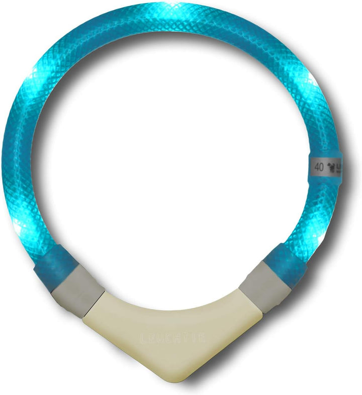 LEUCHTIE® Leuchthalsband Plus NL türkis Grösse 50 I nachleuchtend phosphoreszierendes Batterieteil I