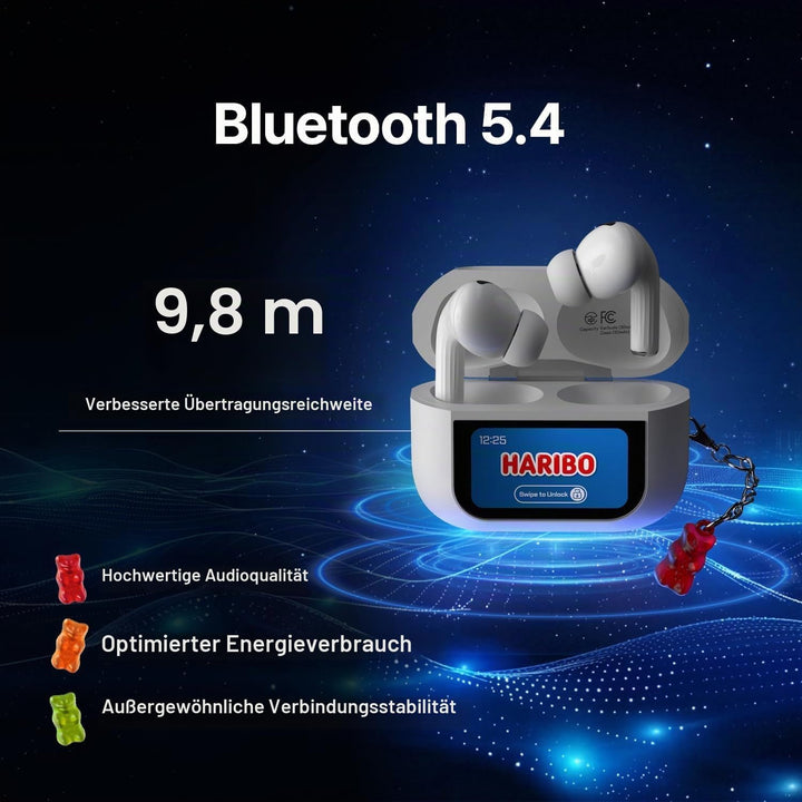HARIBO Bluetooth Kopfhörer Kabellose In-Ear-Kopfhörer mit LCD-Touchscreen Case, Bluetooth 5.4 TWS, N