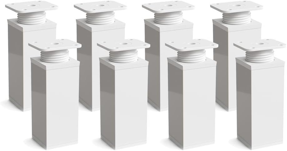 sossai® Design-Möbelfüsse MFV1 | höhenverstellbar | 8er Set | Vierkant-Profil: 40 x 40 mm | Farbe: W