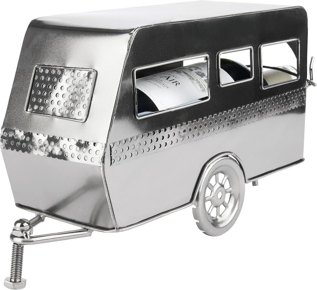 BRUBAKER Weinflaschenhalter Wohnwagen - Metall Flaschenhalter Camping - Wein Geschenk für Camper - F