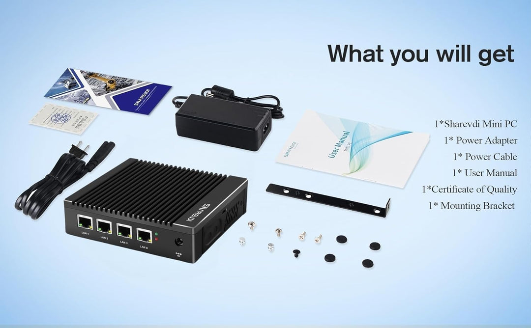Firewall Mini PC,4X Intel 2.5 GbE i225/i226 LAN Intel J4125 4C/4T Micro Firewall Appliance, AES NI,