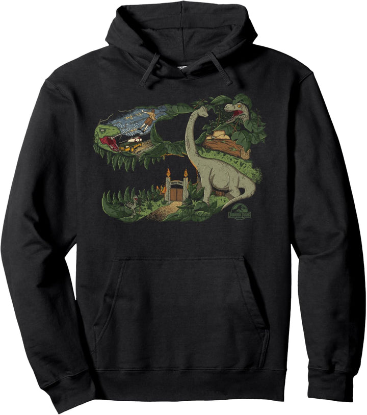 Jurassic Park Dinosaur T-Rex Skull Mashup Pullover Hoodie