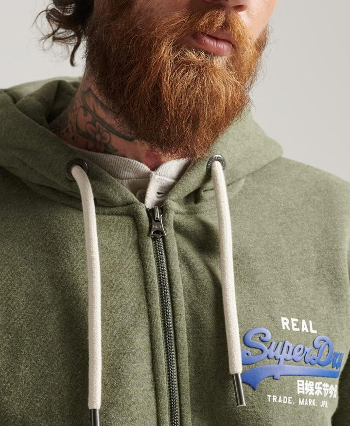 Superdry Herren Kapuzenjacke mit klassischem Logoprint Thrift Olivgrün Meliert S