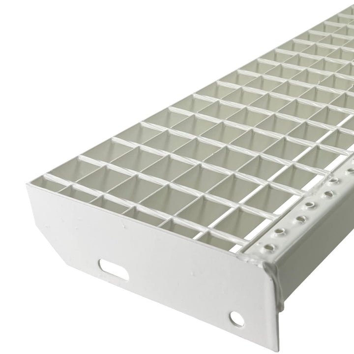 Gitterrost-Stufe Verzinkt & Weiss Pulverbeschichtet 800 x 240 mm Maschenweite 30 mm nach DIN 24531 u