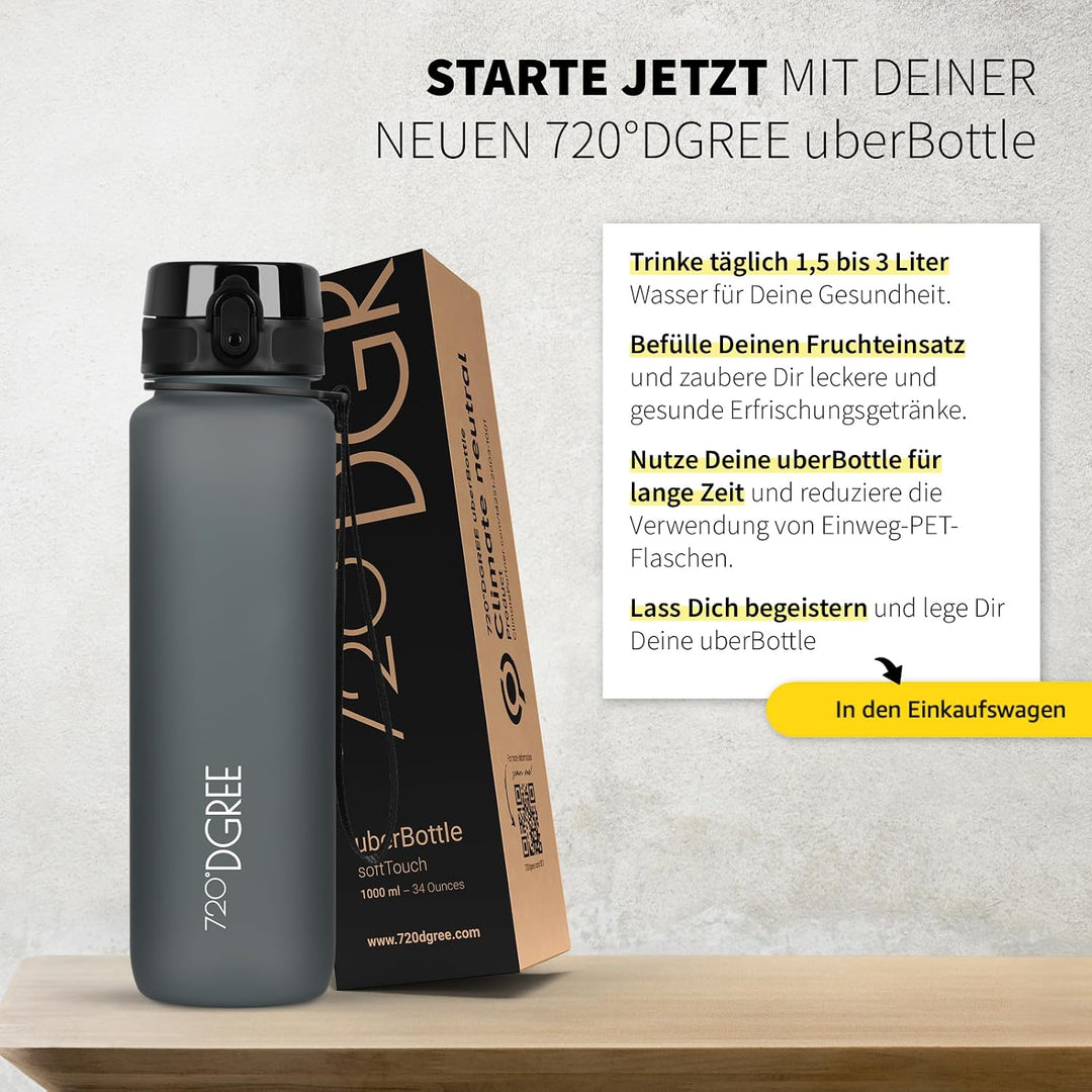 720°DGREE Trinkflasche “uberBottle“ +Sieb - 350ml, 500ml, 650ml, 1000ml, 1,5l, 2l - BPA-Frei - Wasse