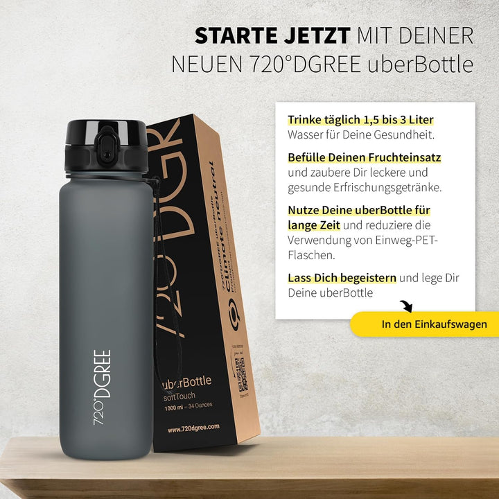 720°DGREE Trinkflasche “uberBottle“ +Sieb - 350ml, 500ml, 650ml, 1000ml, 1,5l, 2l - BPA-Frei - Wasse