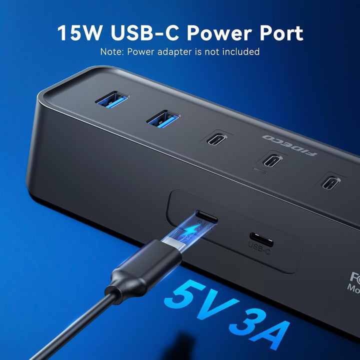 FIDECO 7 Port USB 3.0 Hub mit 1.2m Kabel für Desktop/PC/MacBook, 5Gbps USB Verteiler mit 4 USB-A + 3