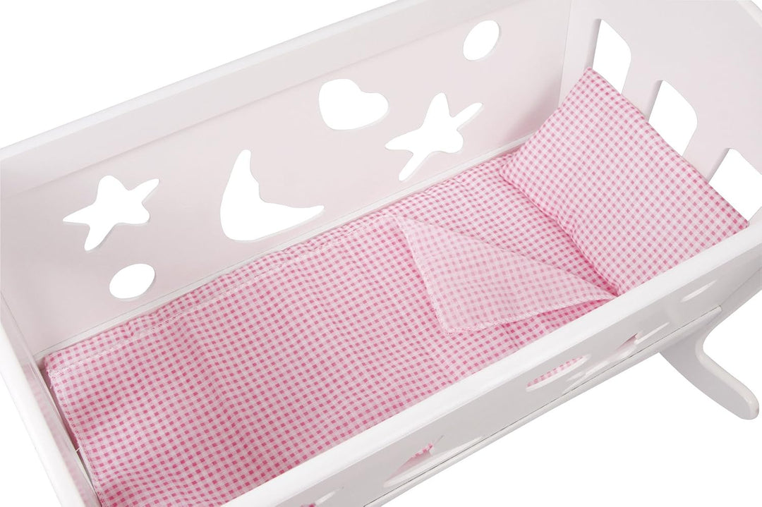 small foot Puppenwiege Traumfabrik aus Holz, mit Verzierungen, Bett inkl. Decke, Kissen, Matratze, a