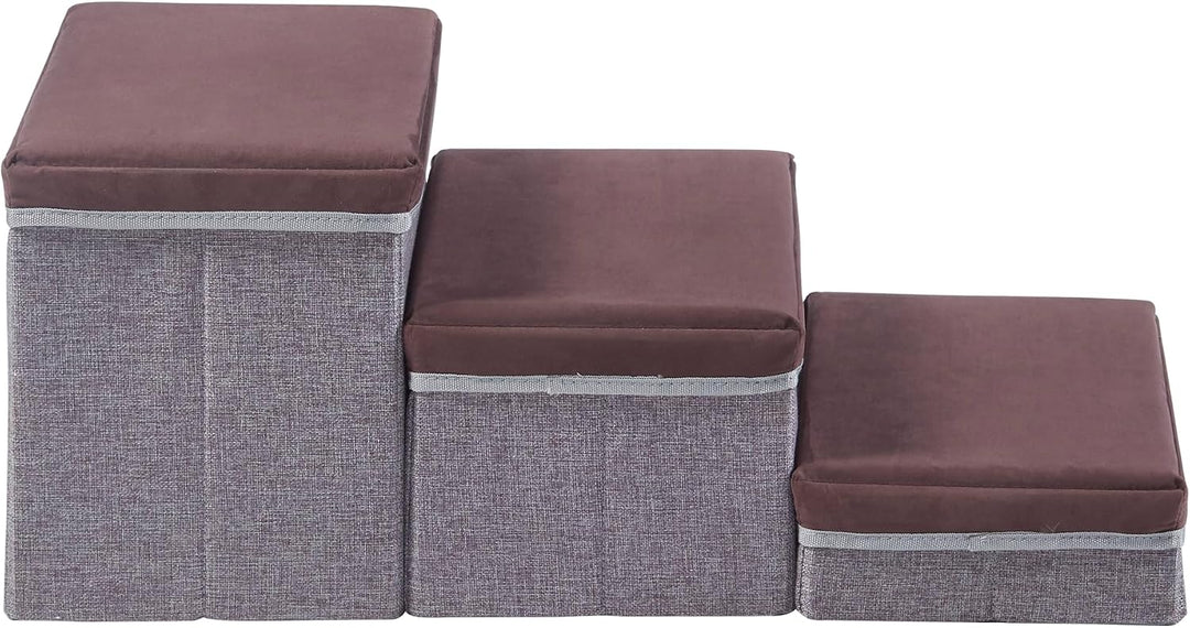 [en.casa] Hundetreppe Vojens mit Stauraum 75x40x30 cm Braun/Grau | Hunderampe, Katzentreppe, Haustie