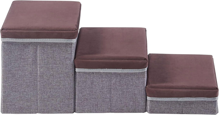[en.casa] Hundetreppe Vojens mit Stauraum 75x40x30 cm Braun/Grau | Hunderampe, Katzentreppe, Haustie