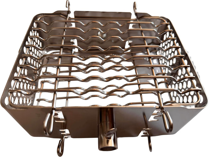 Edelstahl Drehspiesskorb – Verstellbarer Rotisserie Grillkorb für Gas-, Holzkohle- & Kugelgrills – S