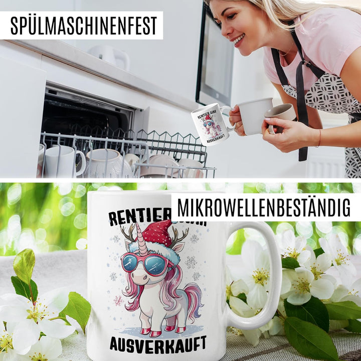 Tasse Weihnachten Geschenk Rentier war ausverkauft, Kaffeetasse Weihnacht Nikolaus Witz Humor Gesche