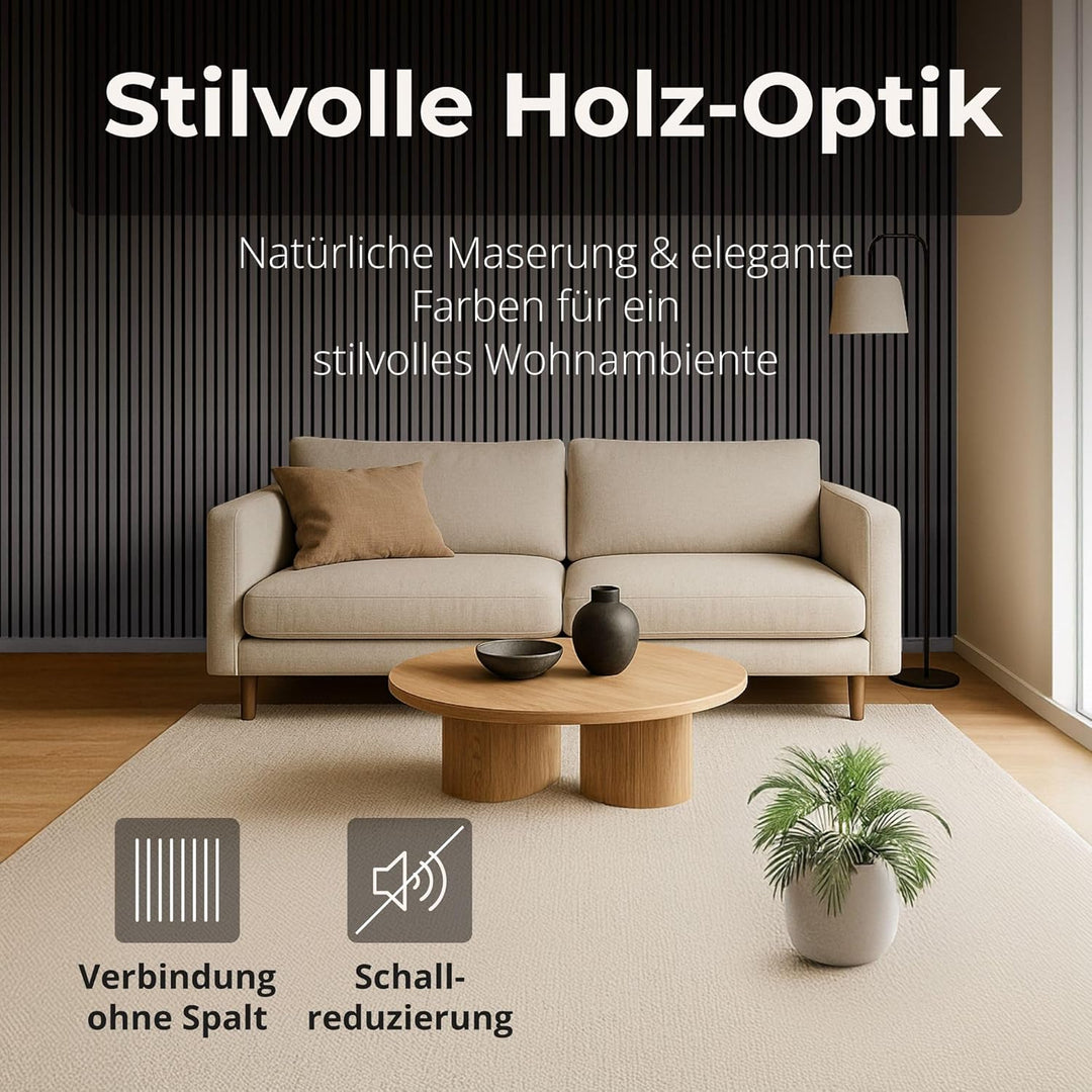 2x Akustikpaneele mit Lamellen 240 x 60cm Grau Holz Grau 240x60cm, 2 Stück, Grau 240x60cm, 2 Stück
