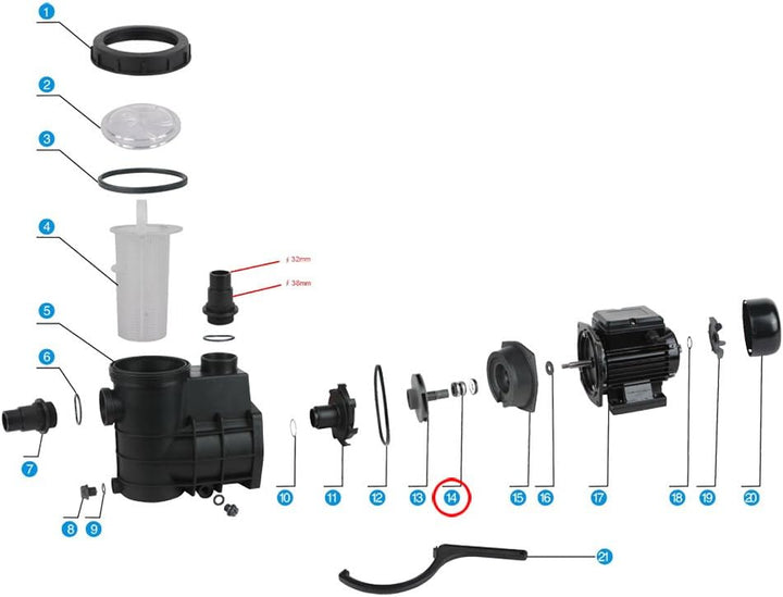 SunSun Ersatzteil für Schwimmbadpumpe Mechanische Dichtung, 220 W Poolfilteranlage, Pool Pumpe mit S