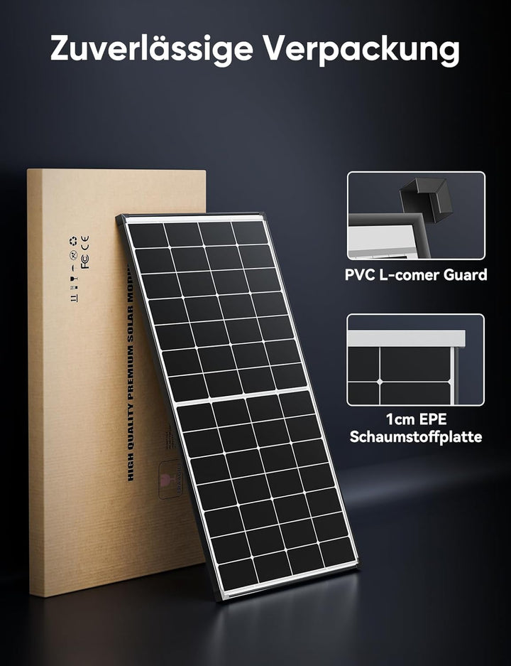 300W Solarpanel 12V Monokristallines Solarmodul, PV-Modul 25.4% Hoch-Effizienz solar panel für Wohnw