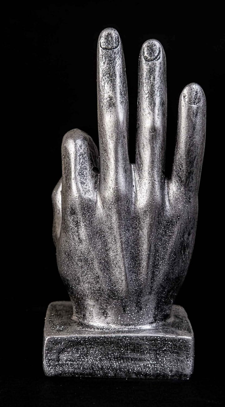 IDYL Moderne Skulptur Figur Resin Finger o.k. | silberfb. | Masse: 9x6x16,5 cm | Material: Polyresin