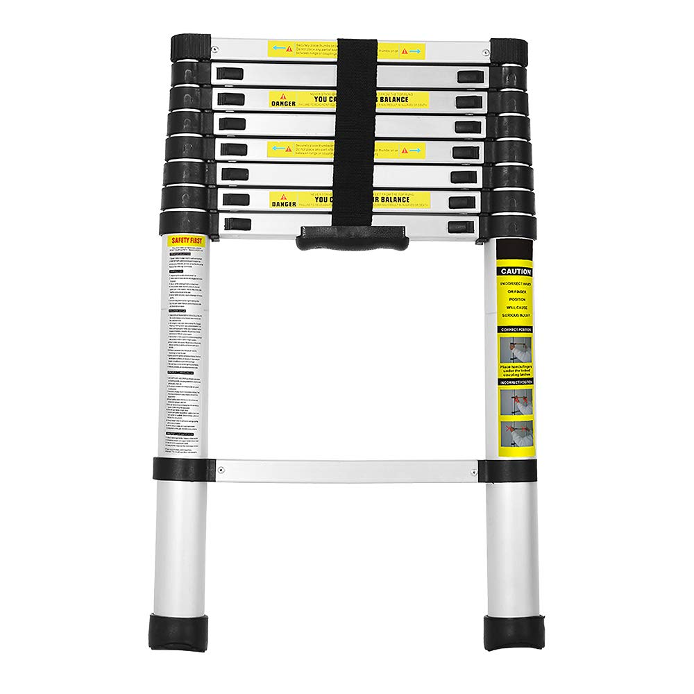 Eulenke 2,6M Teleskopleiter - Rutschfester Multifunktionsleiter 150 kg Belastbarkeit - Aluleiter Hau