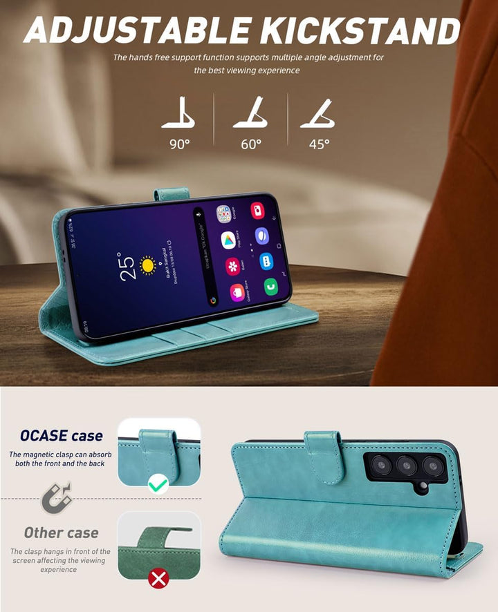 OCASE Handyhülle für Samsung Galaxy S24 5G Hülle Premium Leder Flip Klappbare Klapphülle Stossfeste