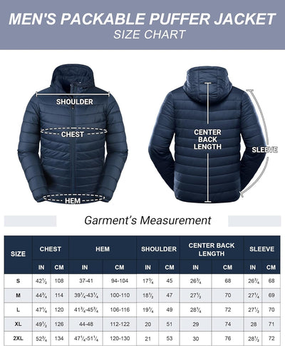 33,000ft Herren Leichte Steppjacke Outdoor Wasserbeständige Übergangsjacke Warme Winterjacke für Män