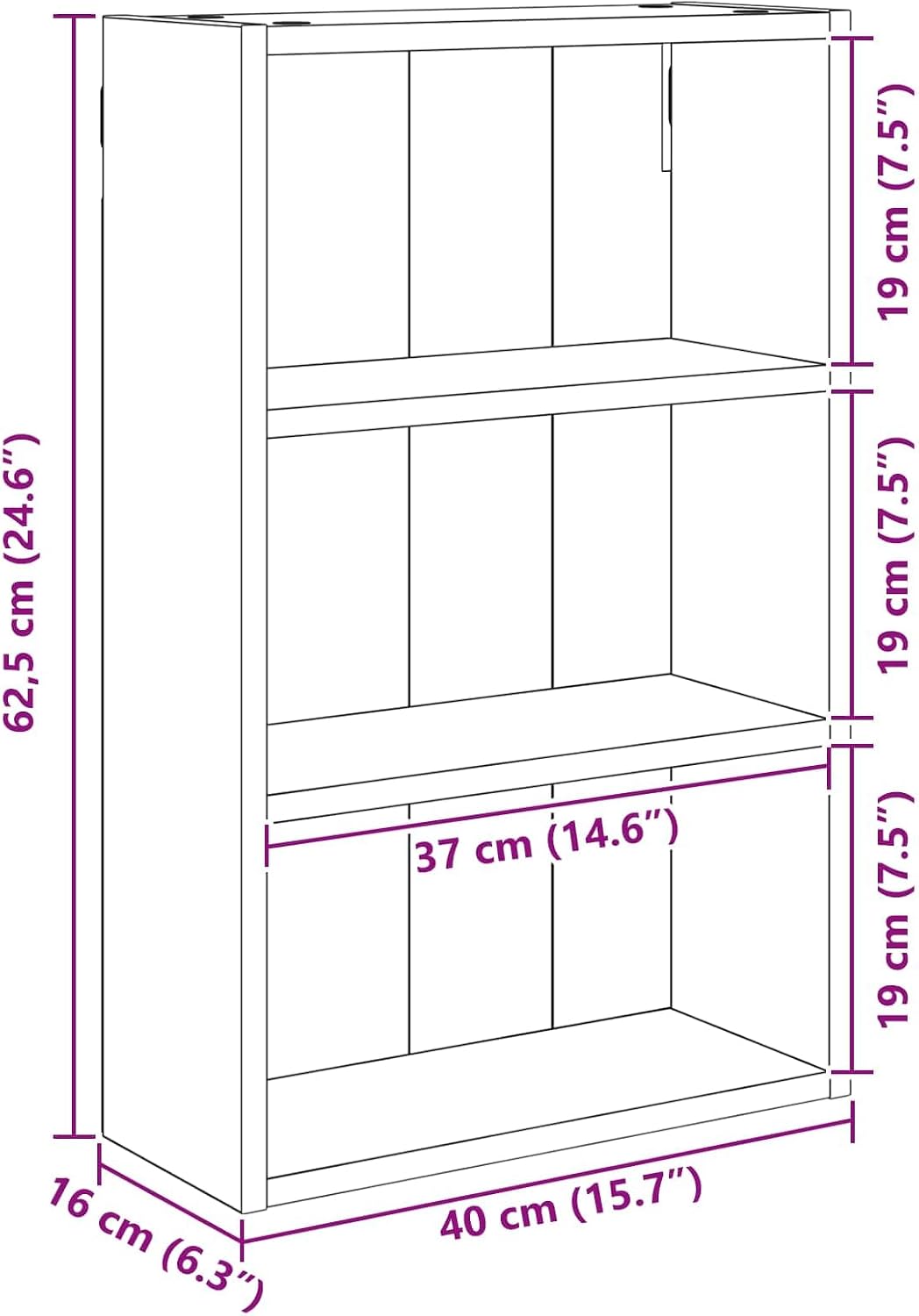 vidaXL Badezimmer-Wandschrank Altholz 40 x 16 x 62,5 cm Holzwerkstoff, Altholz 40 x 16 x 62,5 cm