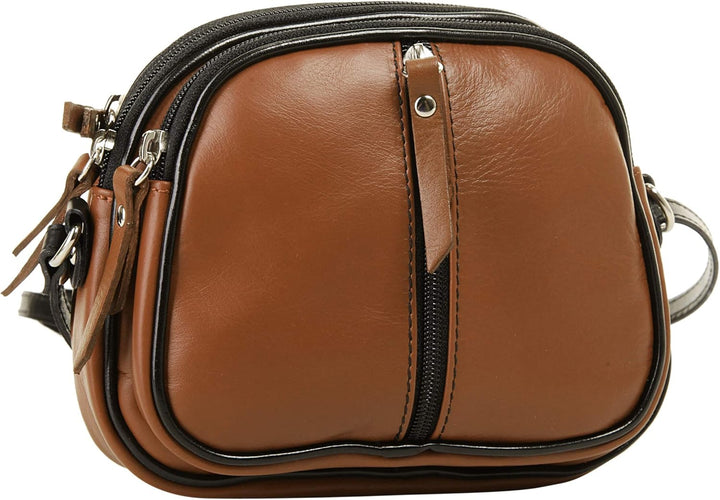 Umhängetasche Echt Leder Damen Made in Italy | kleine Abendtasche | elegante Partytasche mit 3 Fäche