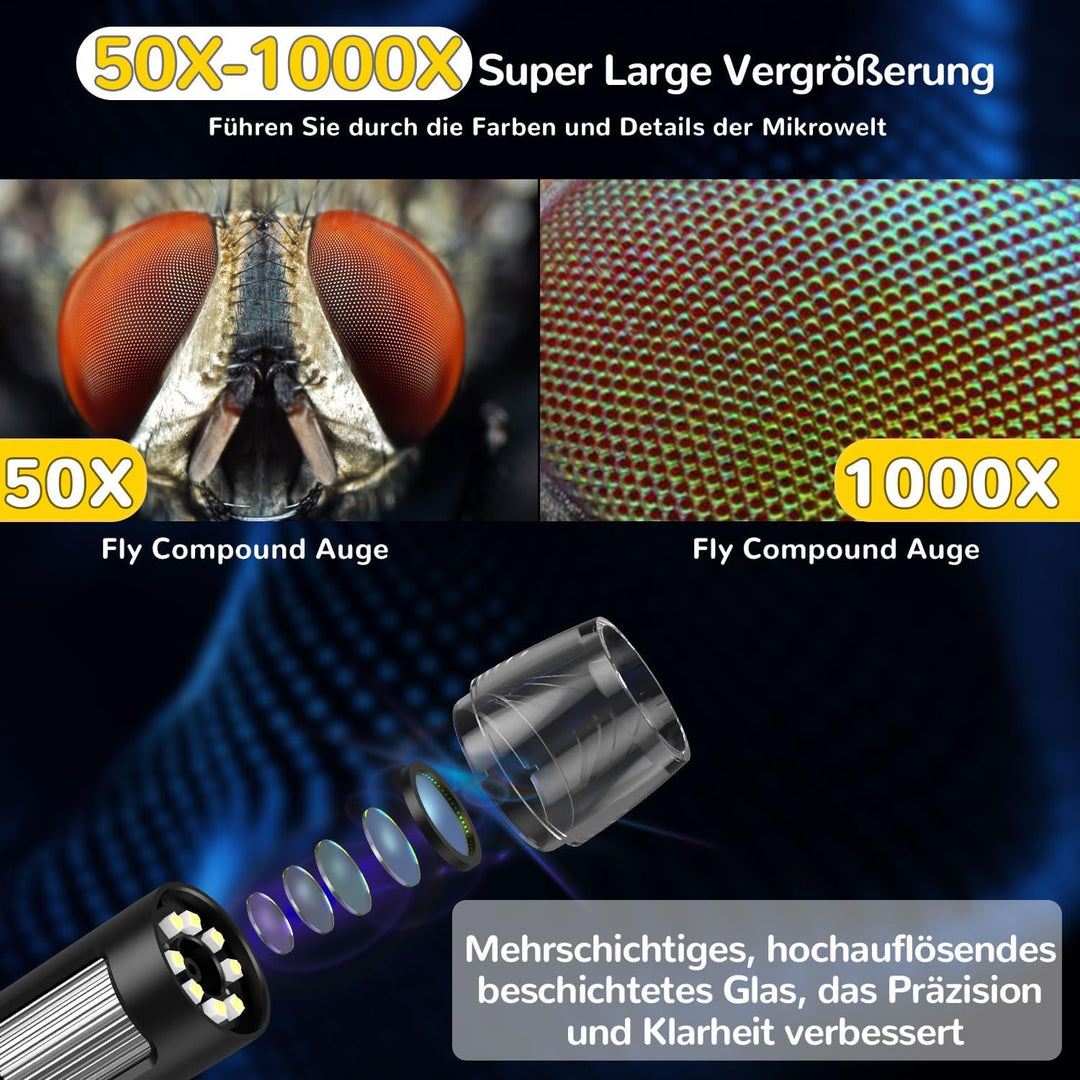 Microscope IMICHI Mikroskop für Kinder mit LCD Bildschirm 1000X grosse Vergrösserung klares Bild, ei