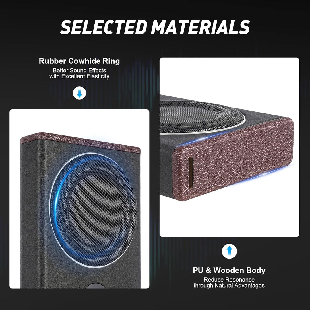 8 Zoll 600W Subwoofer Auto Aktiv Untersitz Subwoofer mit Lautsprecher-Abschirmung und Klettverschlus