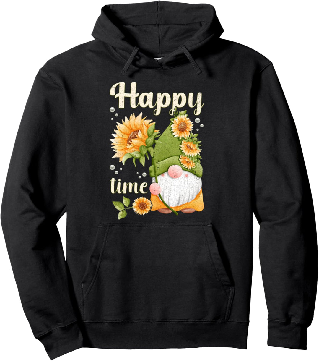 Wichtel mit Sonnenblume, Frühlingsmotiv mit Gartenzwerg Pullover Hoodie