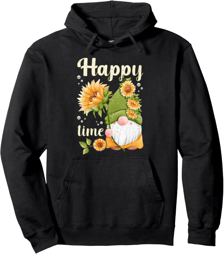 Wichtel mit Sonnenblume, Frühlingsmotiv mit Gartenzwerg Pullover Hoodie