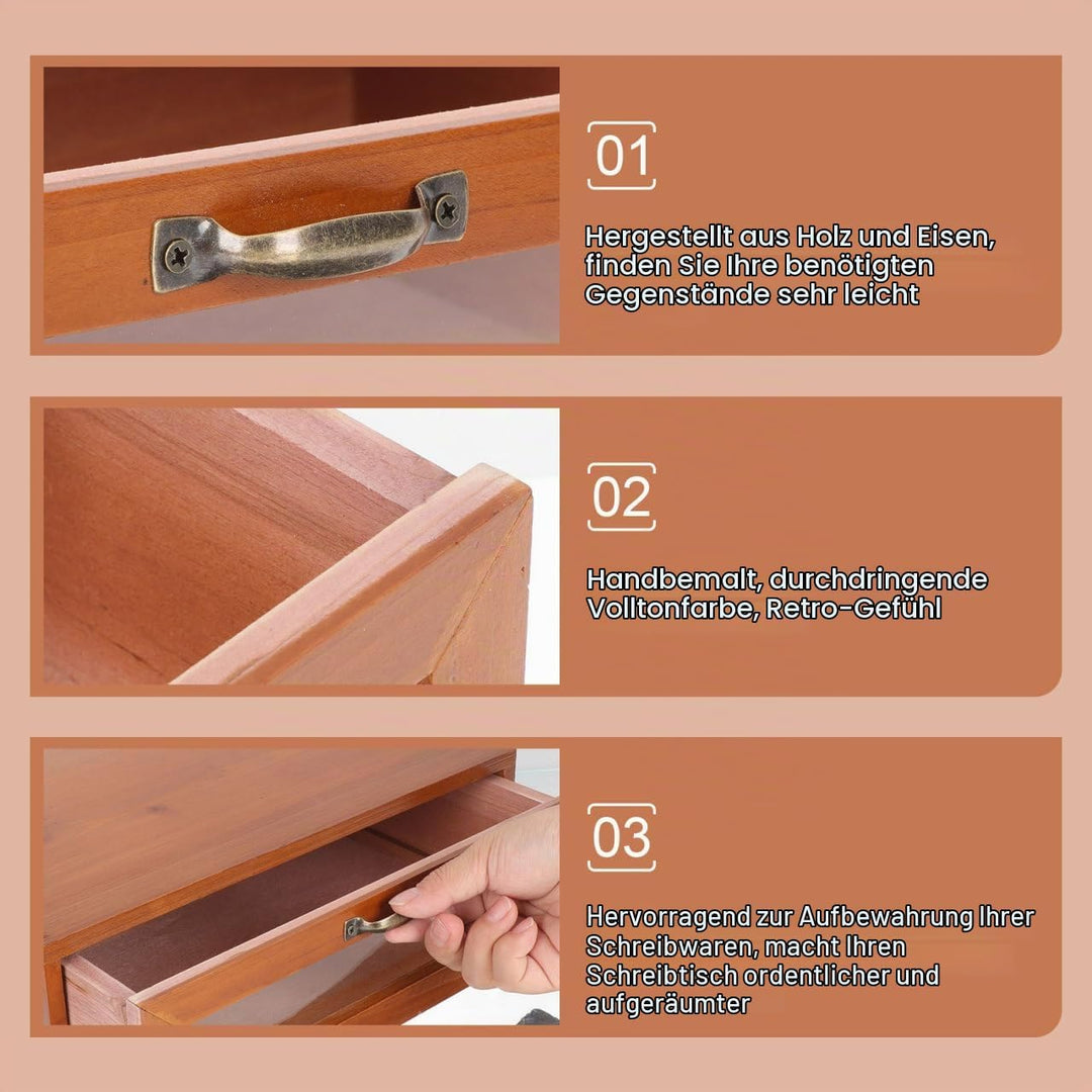 UKCOCO Monitorständer Mit Schublade: Retro Schreibtisch Monitor Erhöhung Holz Desktop Organizer Und