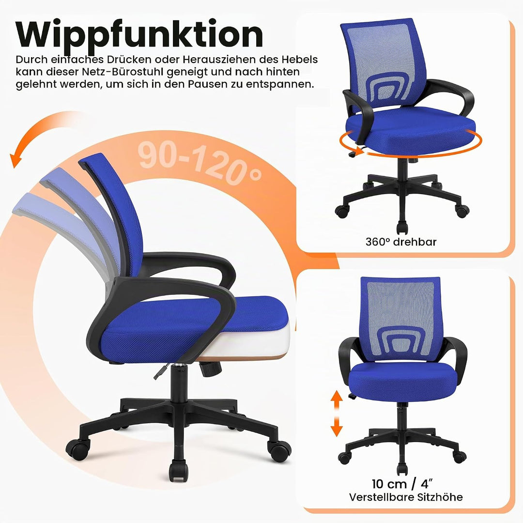 Yaheetech Bürostuhl Ergonomischer Schreibtischstuhl Drehstuhl höhenverstellbar Mesh Chefsessel mit N