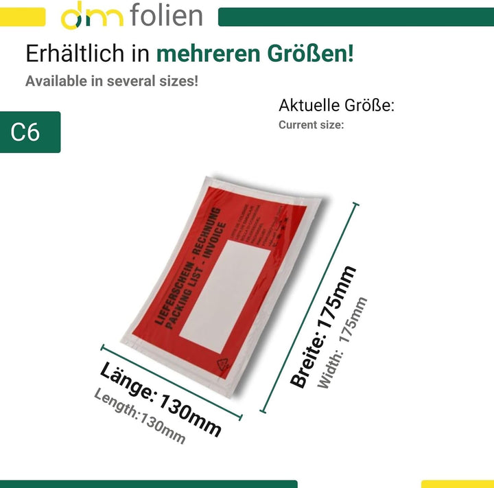 1000 Lieferscheintaschen rot C6 selbstklebend im Karton unterverpackt Premium | Dokumententaschen au