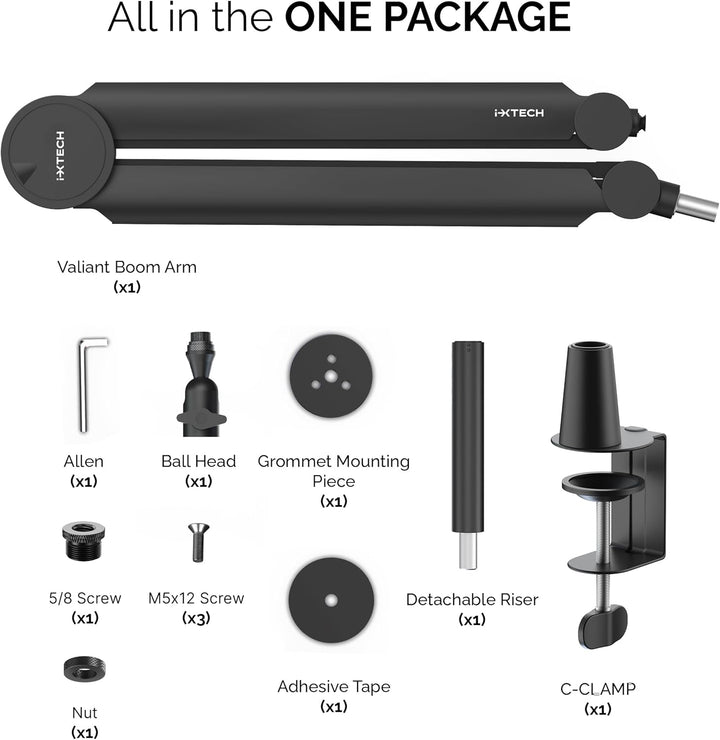 IXTECH Mikrofonarm für Rode Shure Sm7b Blue Yeti Hyperx Quadcast Gaming Mikrofon Halterung Mikrofons
