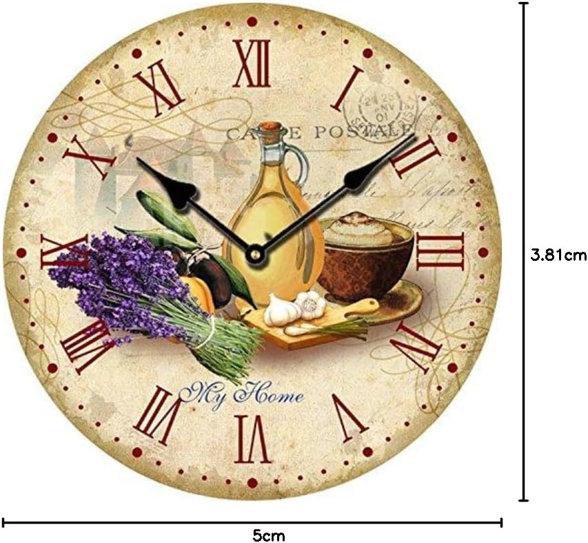 YOAI Wanduhr küchenuhr Vintage Shabby CHIC Antik Nostalgie Rustikale Quarzuhr aus MDF mit lautlosem