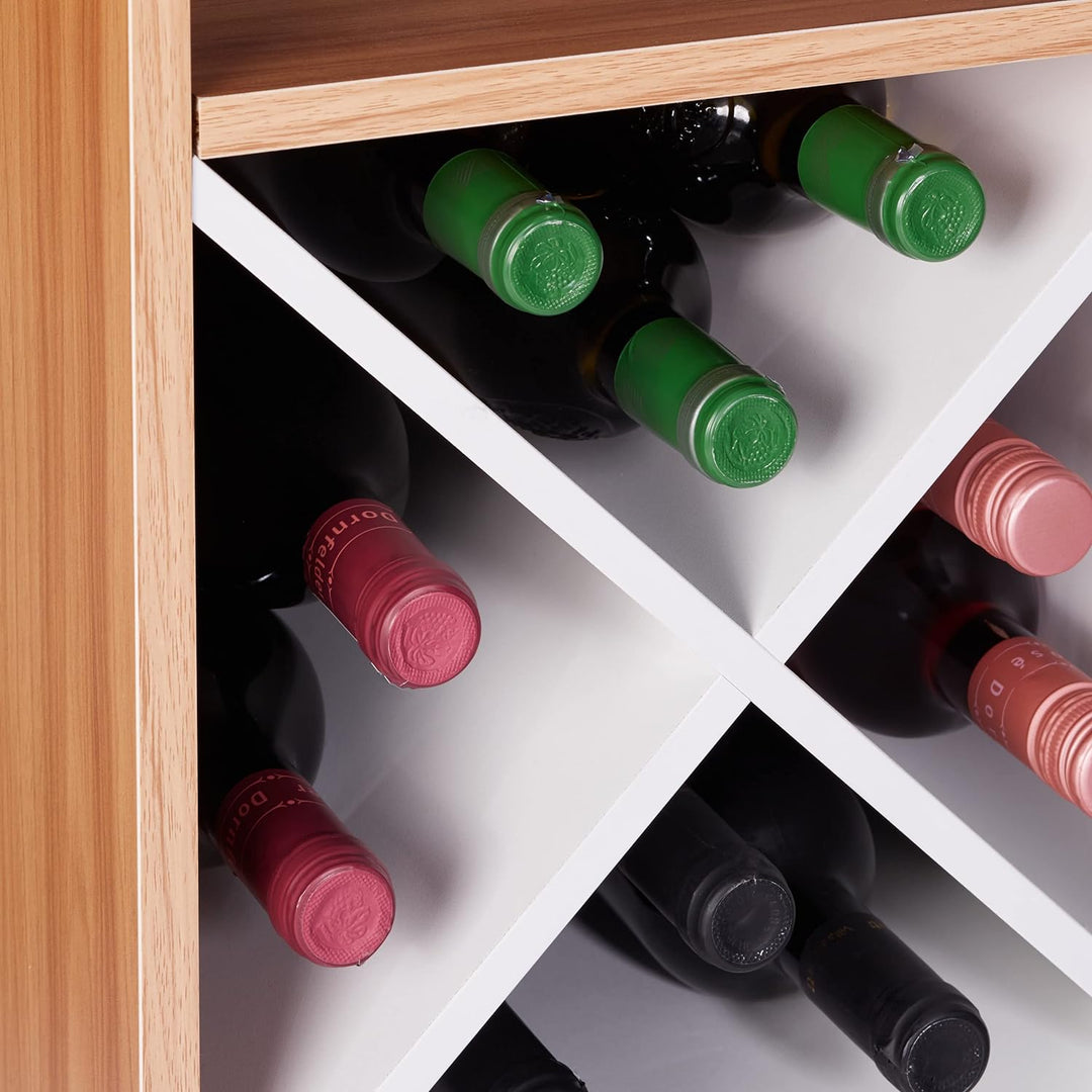Relaxdays Weinregal mit Glashalter, 22 Flaschen, freistehend, Wein und Sekt, Hausbar HxBxT: 96 x 63