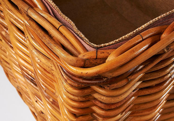 Holztrage Holzkorb für Kaminholz - Rattan Lacak mit abnehmbarem Leinenstoff