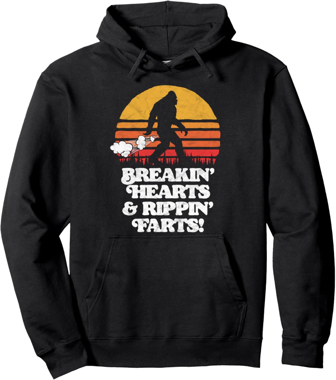 Sasquatch Breakin Hearts & Rippin Farts! Funny Bigfoot Sun Pullover Hoodie
