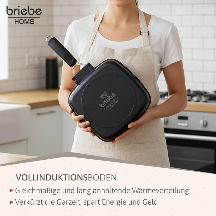 briebe Black Titanium Grillpfanne mit Streifen, Induktion, Titanbeschichtung, 20 x 20 cm, Aluminiumg