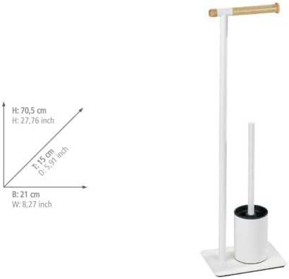 WENKO Stand WC-Garnitur Macao - WC-Bürstenhalter, Stahl, 21 x 70.5 x 15 cm, Weiss, weiss / braun, 70