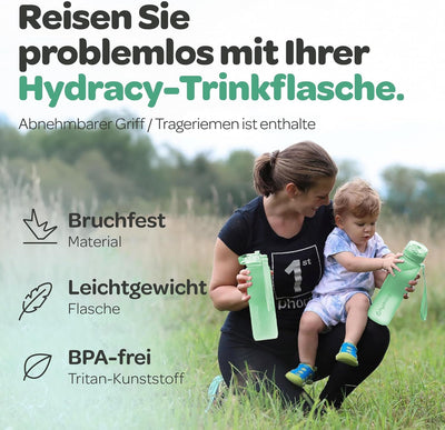 Hydracy Trinkflasche mit Fruchteinsatz - 500ml Wasserflasche - BPA-freie Trinkflasche mit Zeitmarkie